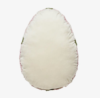 Pink gingham Easter egg hand hooked pillow
