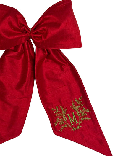 Luxe classic red 100 percent silk wreath sash