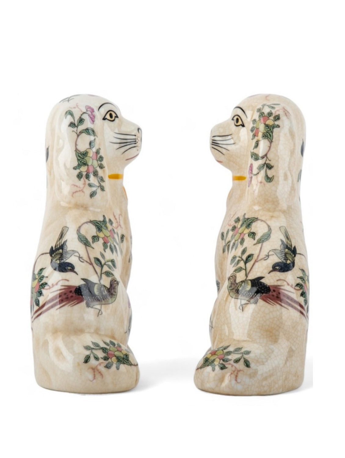 Rose Medallion Staffordshire dog pair 6”