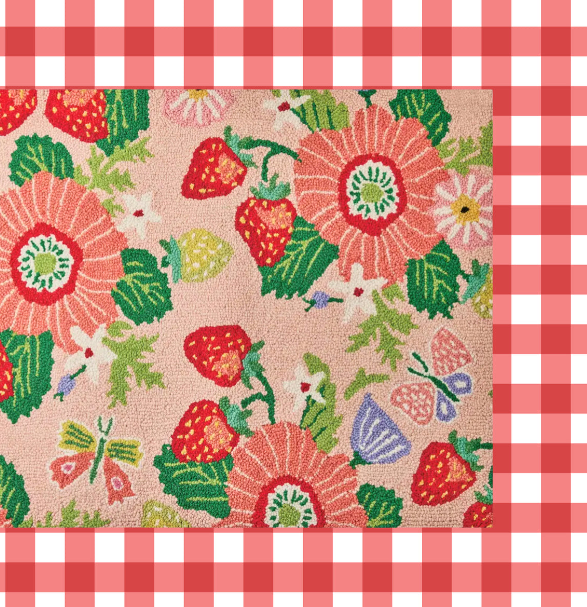 Strawberry Garden hand hooked rug