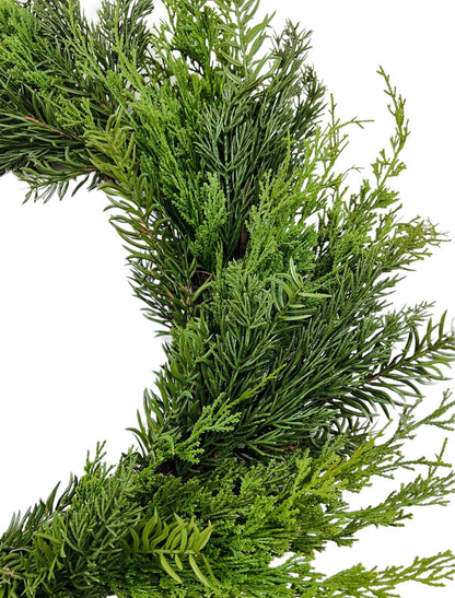 Oversized faux cedar real touch wreath