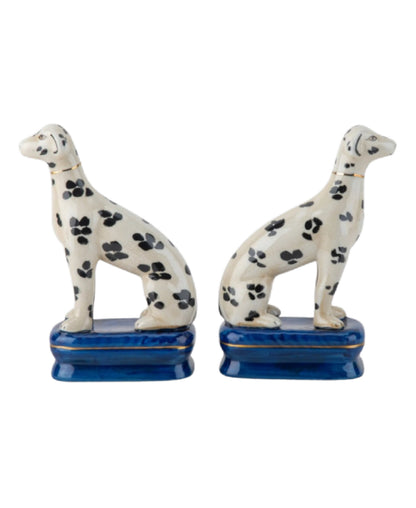 Staffordshire dogs porcelain whippet pair blue