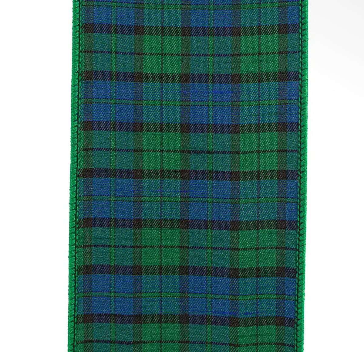 Blackwatch blue and green plaid ribbon