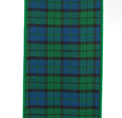 Blackwatch blue and green plaid ribbon