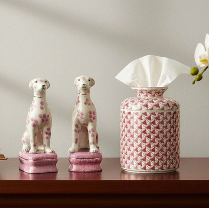 Staffordshire dogs porcelain whippet pair pink