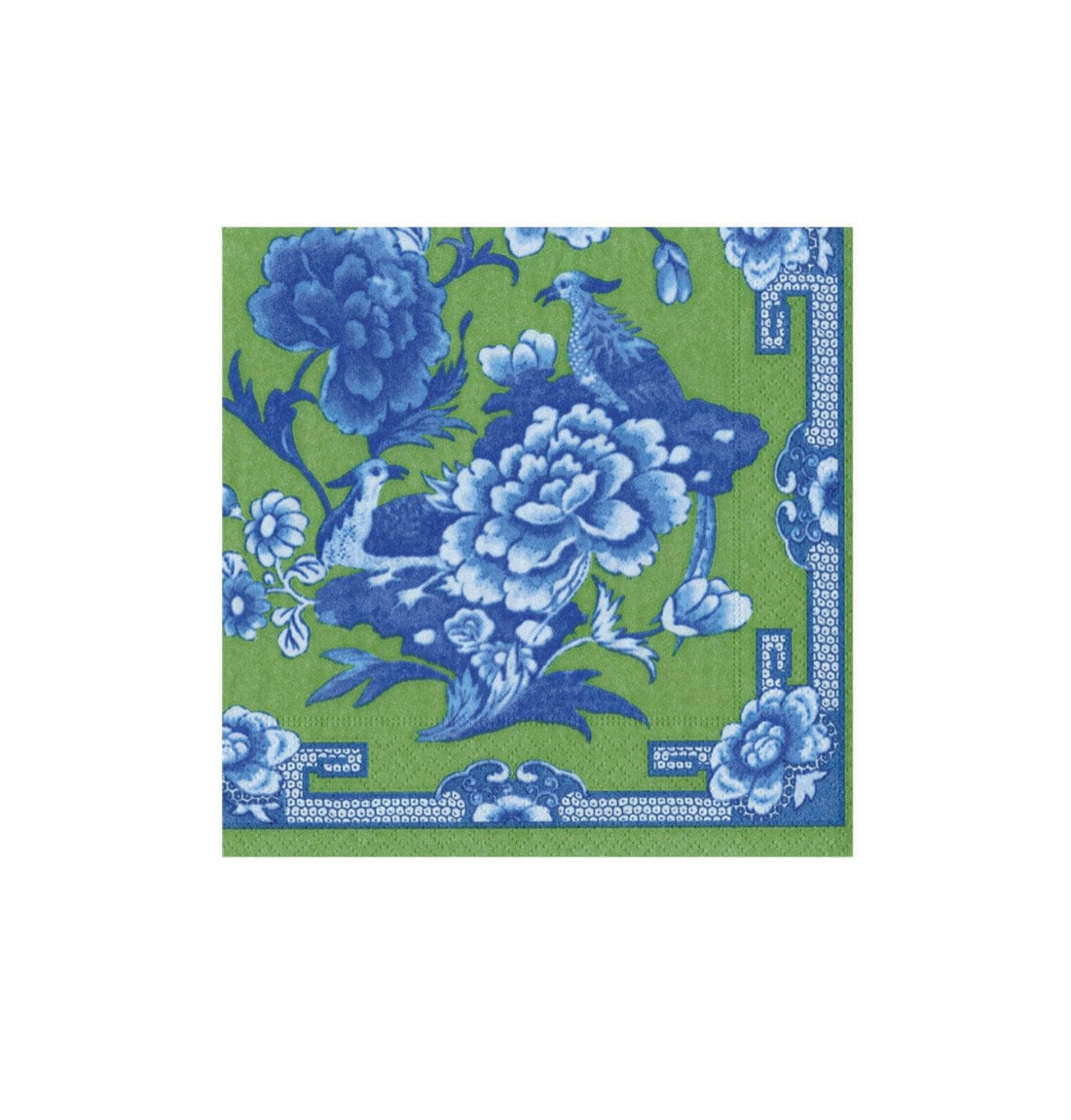 Green and blue chinoiserie paper cocktail napkins