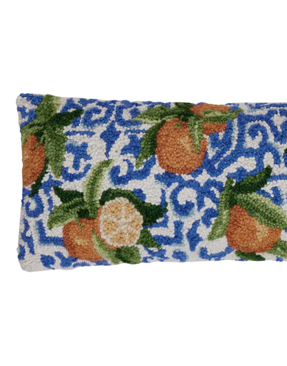 Mediterranean oranges hand hooked lumbar pillow