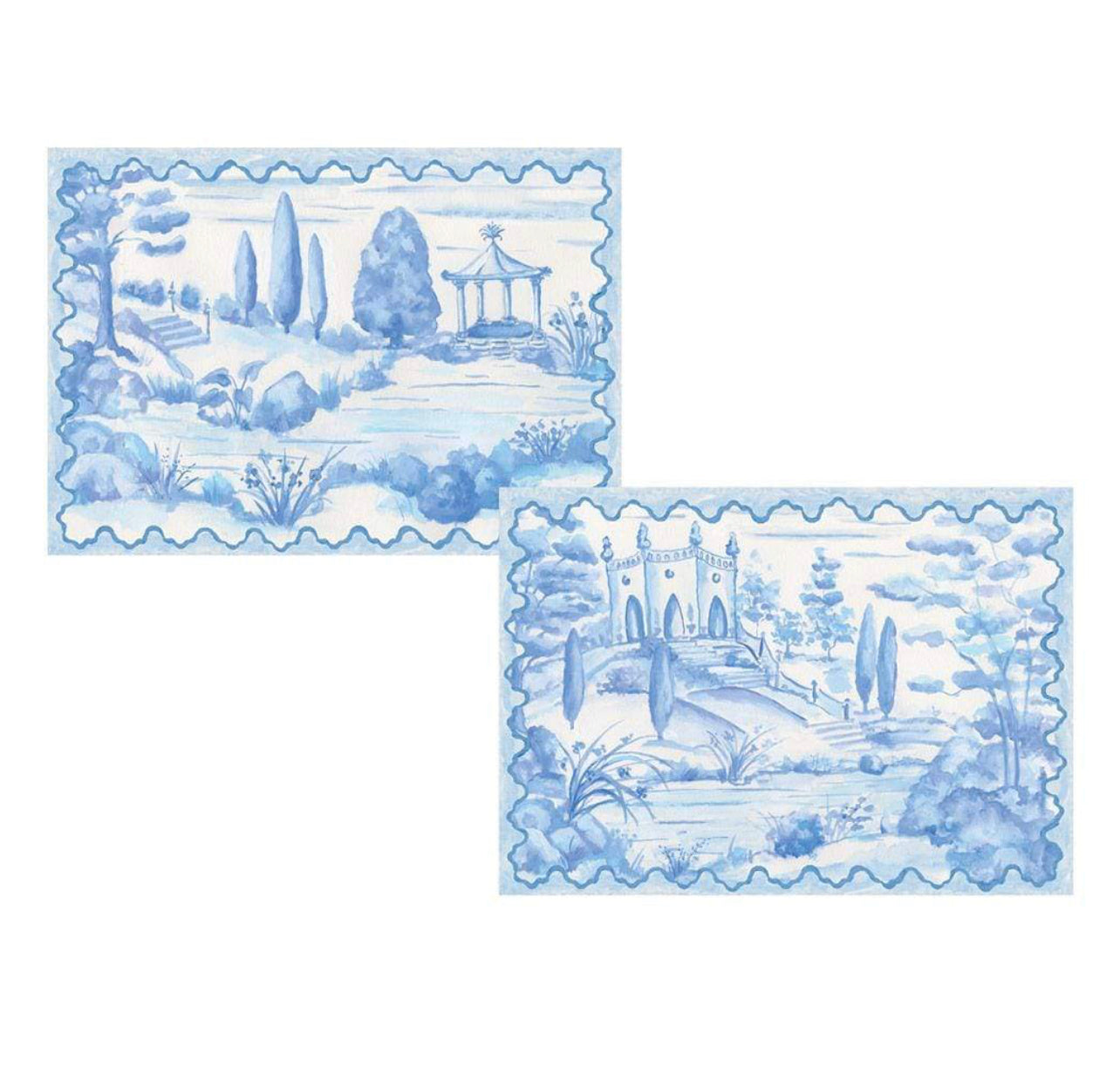 Tuscan toile boxed notecard set blue and white