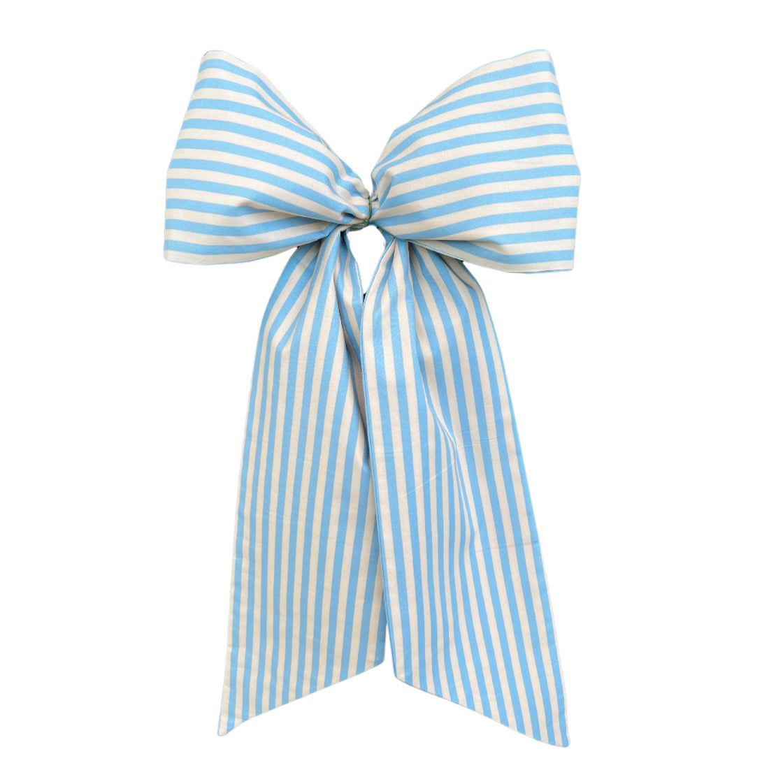Blue and beige stripe print signature wreath sash