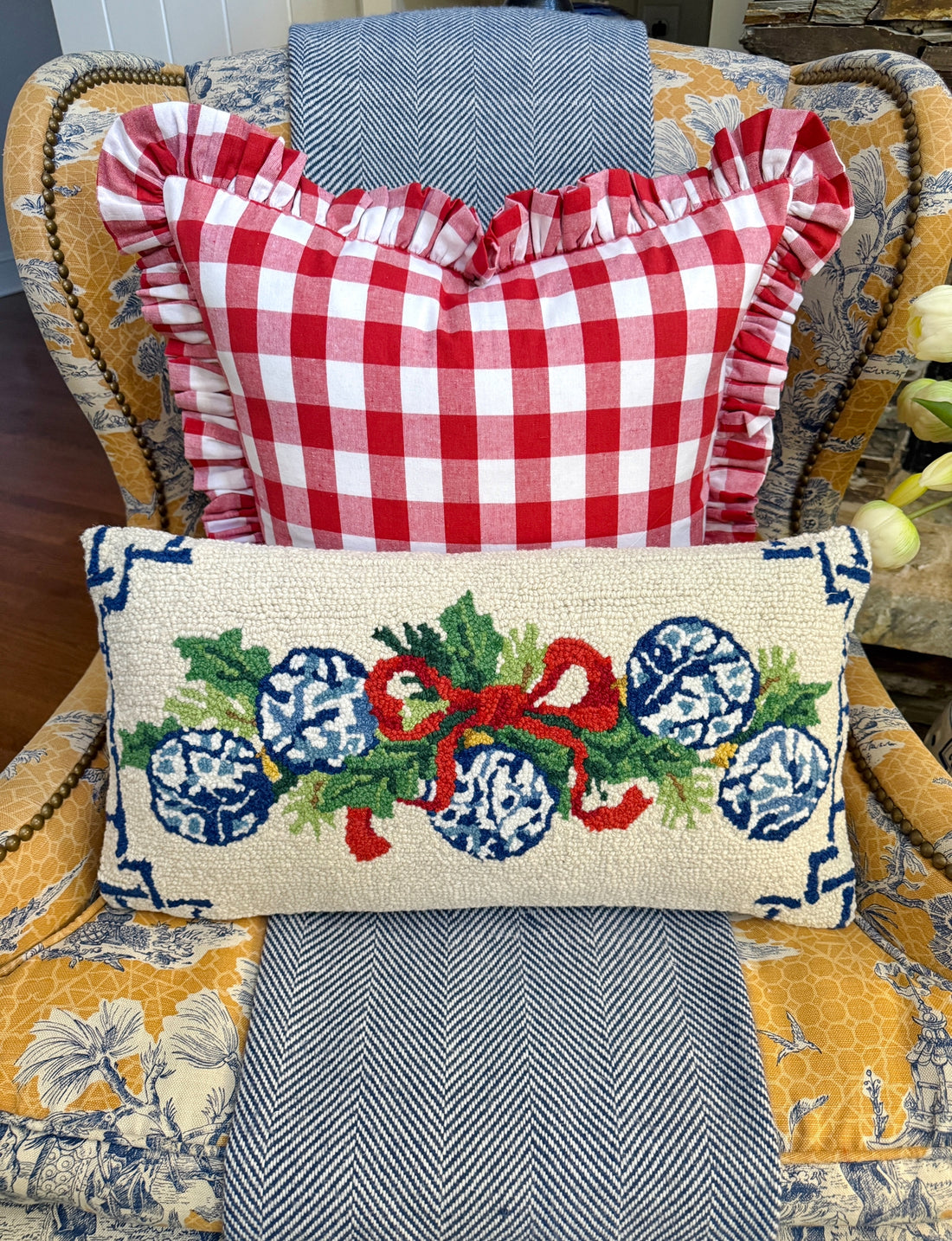 Chinoiserie ornaments Christmas pillow