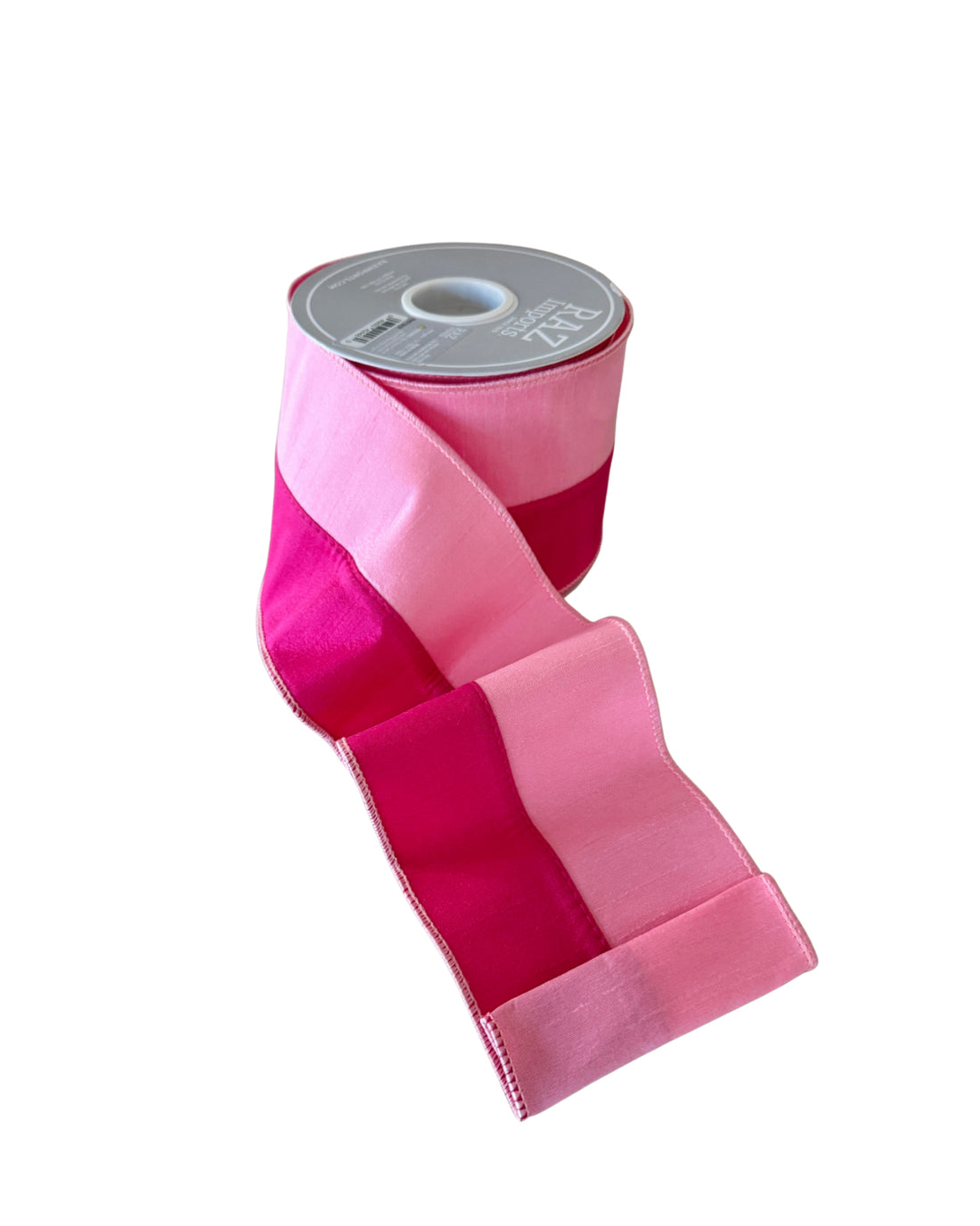 Pink two tone wired ribbon by the roll 4”x10 yards