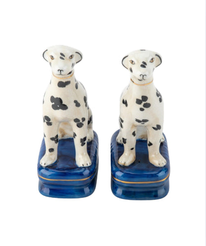 Staffordshire dogs porcelain whippet pair blue