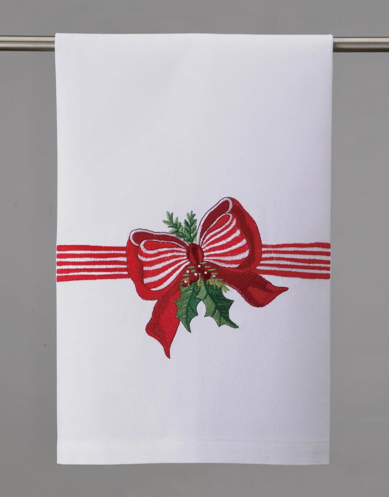 Bow embroidered kitchen towel