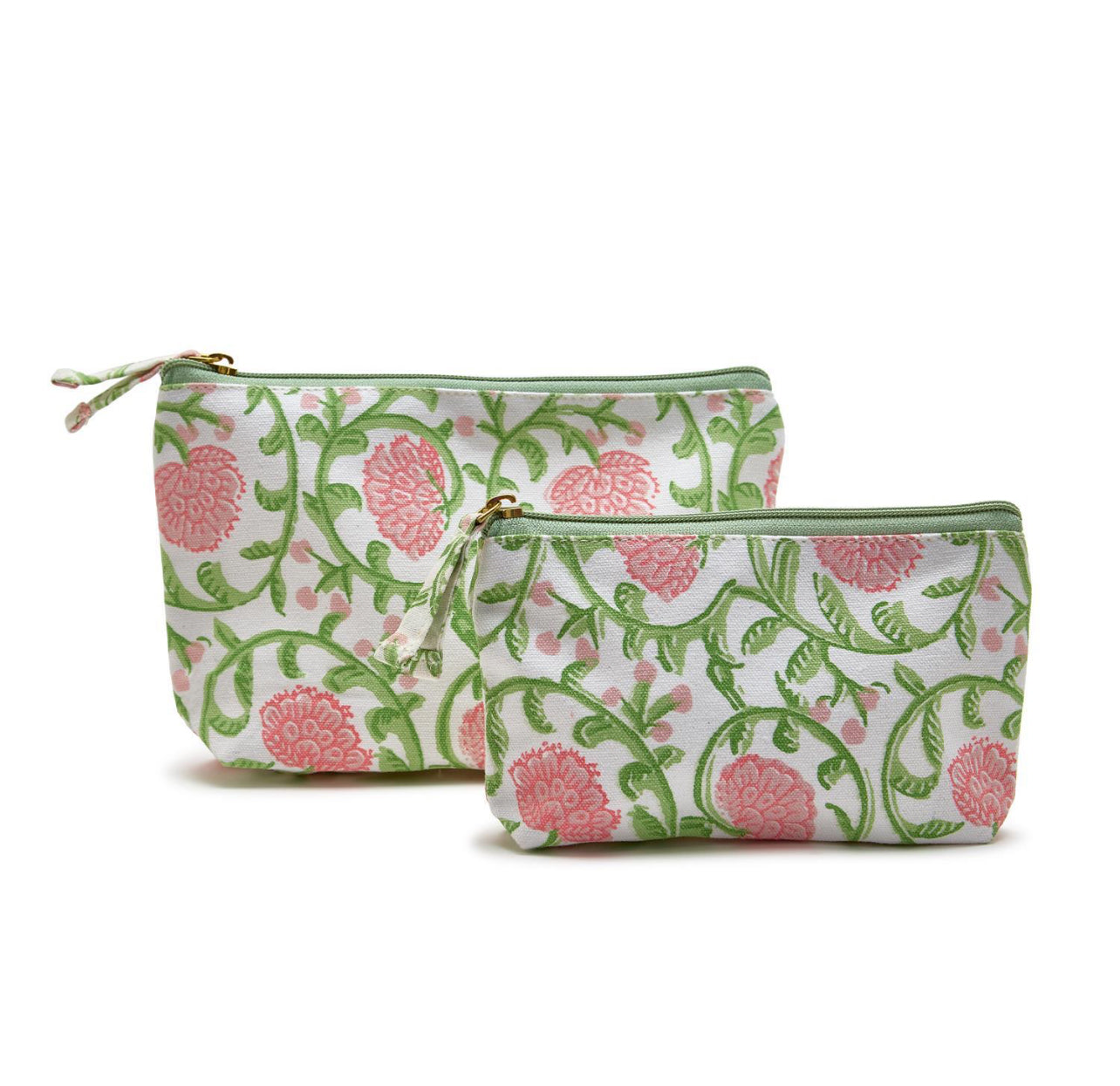 Set of two block print pouches