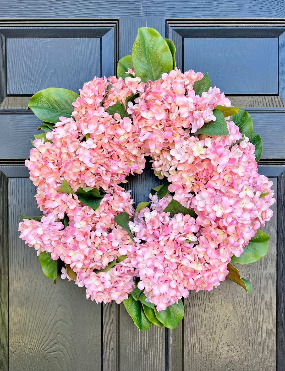 Pink hydrangea wreath