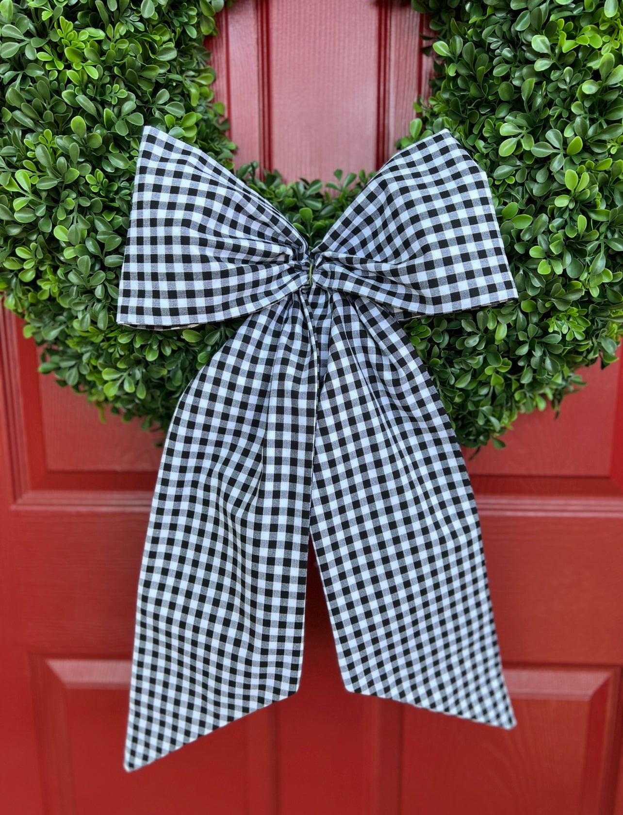 Black and white gingham wreath bow sash custom monogram available