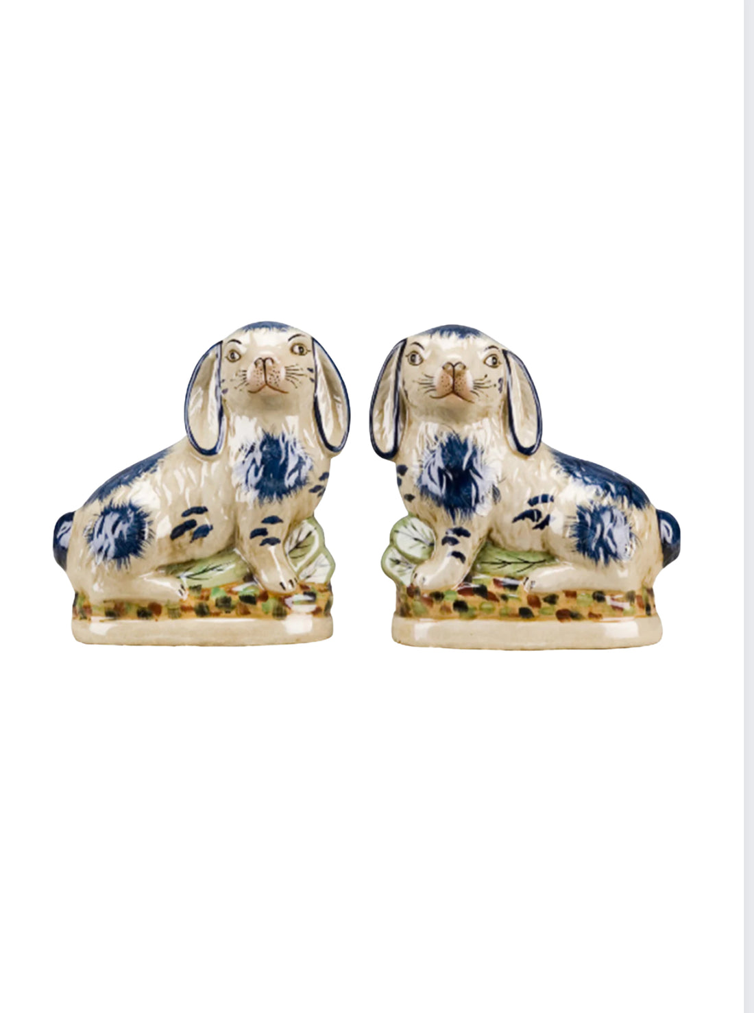 Staffordshire bunny pair blue