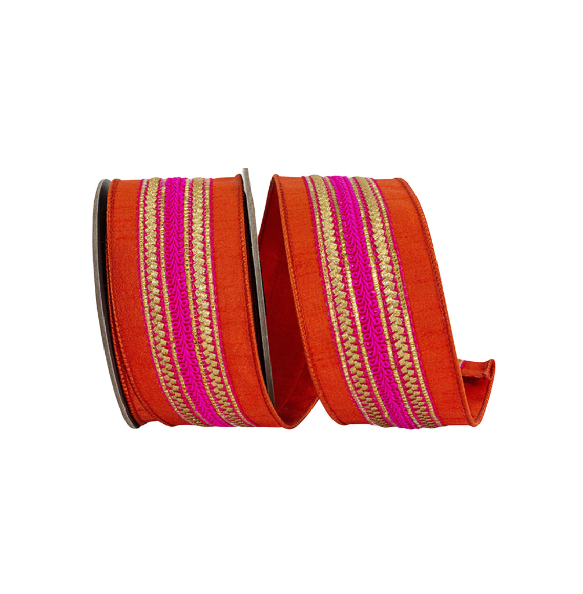 Regal stripe orange and fuchsia trimming ribbon