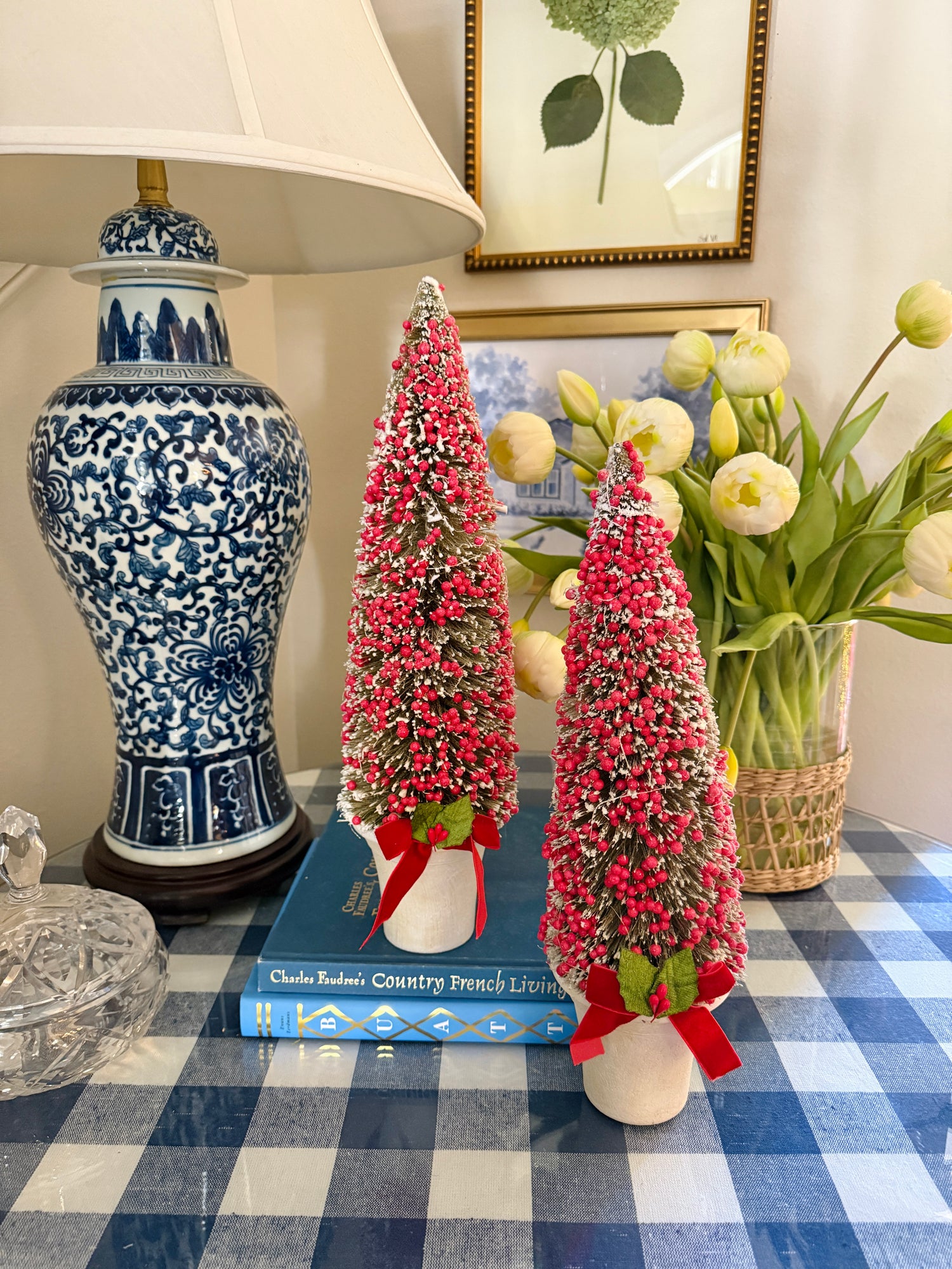 Berry bottle brush trees set of two