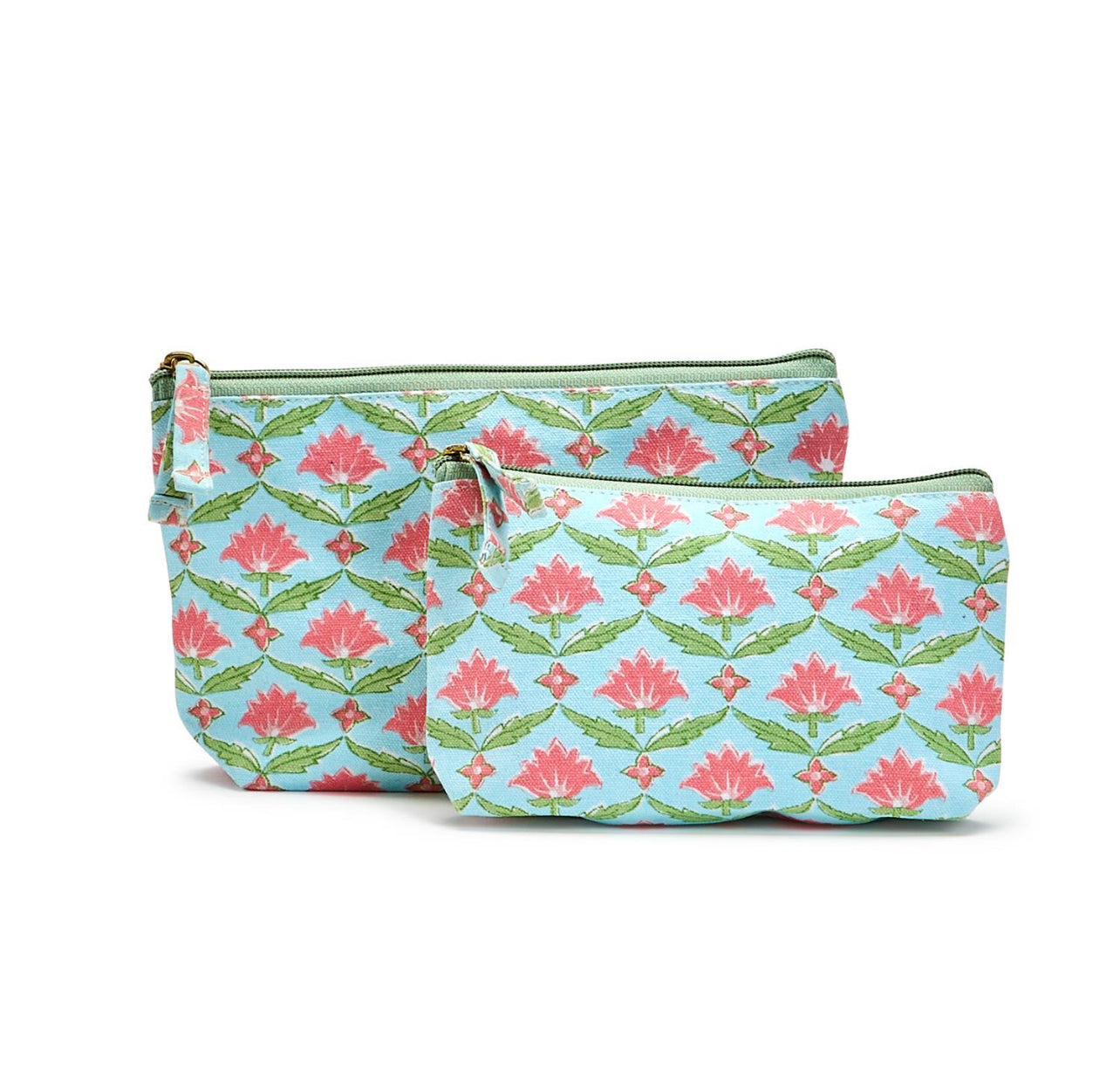 Set of two block print pouches