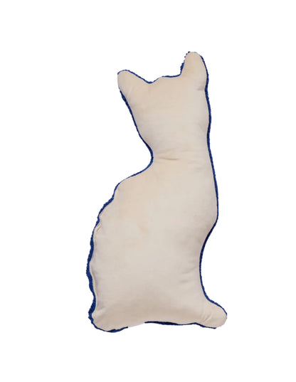 Blue and white chinoiserie cat pillow