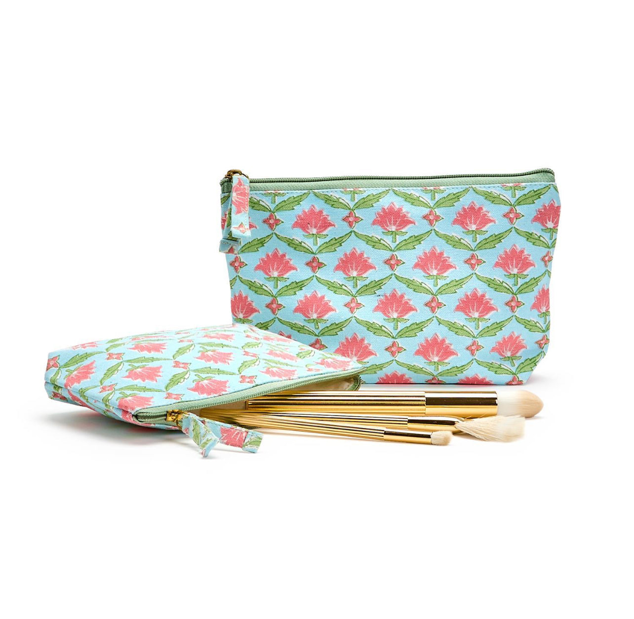 Set of two block print pouches