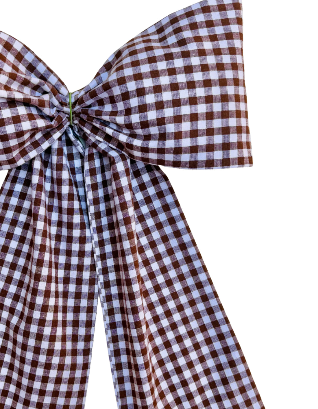 Chocolate brown gingham check signature wreath sash