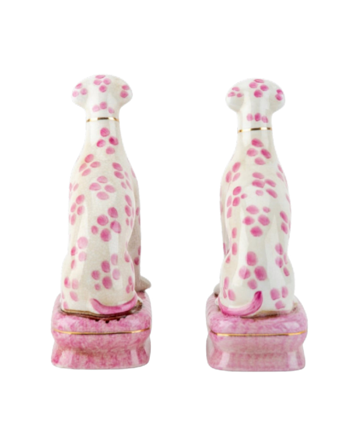 Staffordshire dogs porcelain whippet pair pink