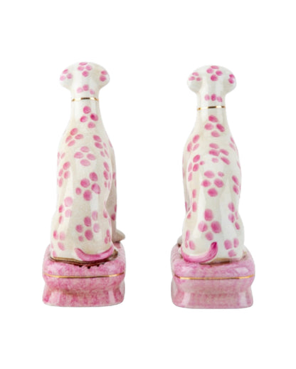 Staffordshire dogs porcelain whippet pair pink