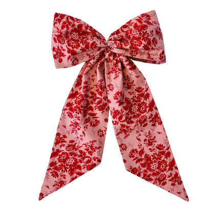 Red and pink floral toile wreath sash