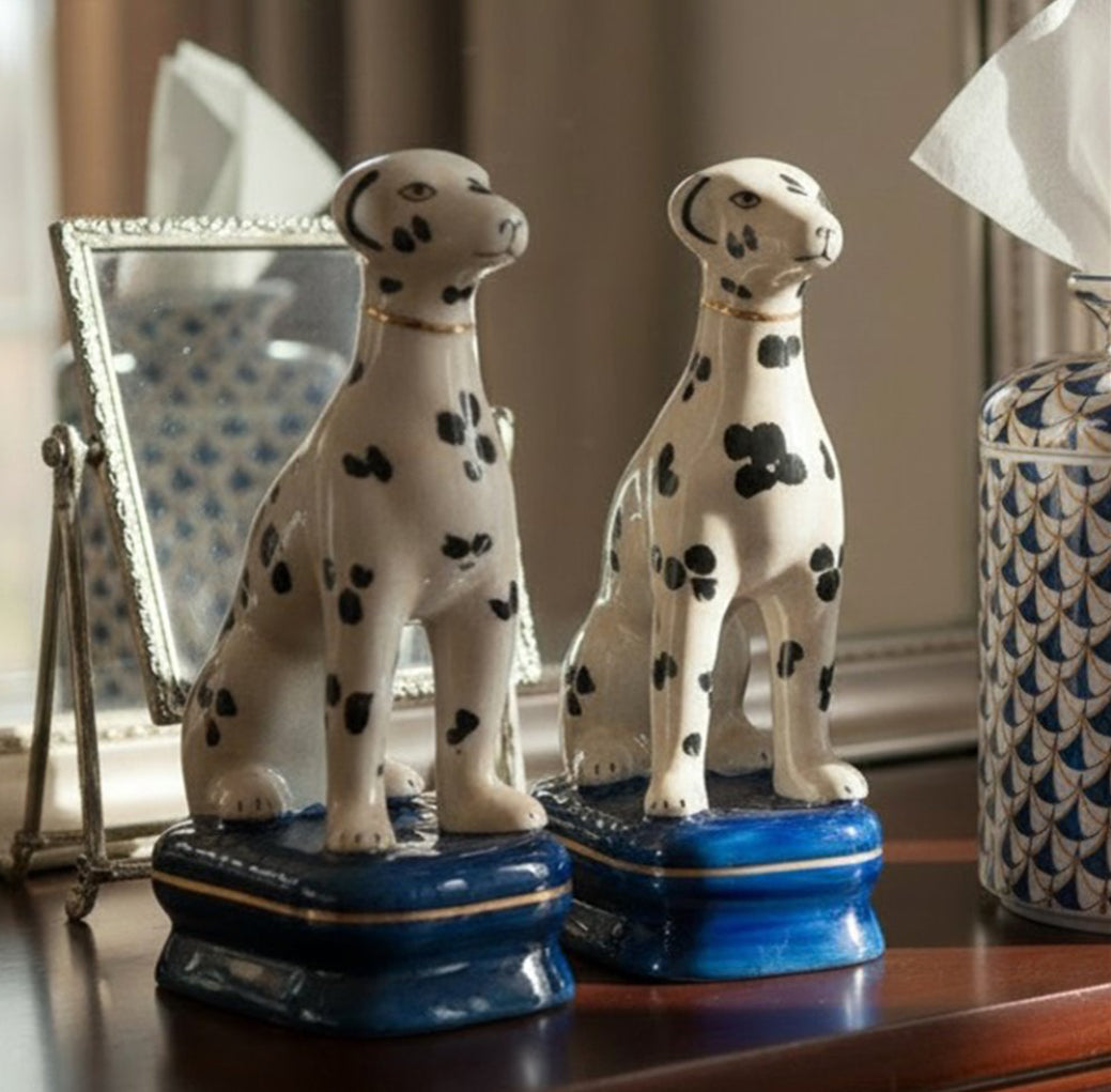 Staffordshire dogs porcelain whippet pair blue