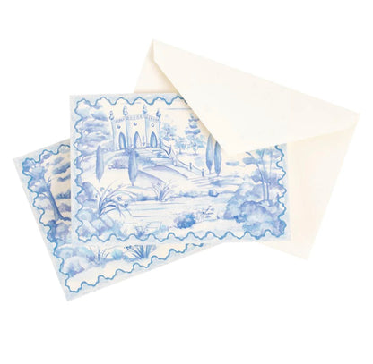 Tuscan toile boxed notecard set blue and white