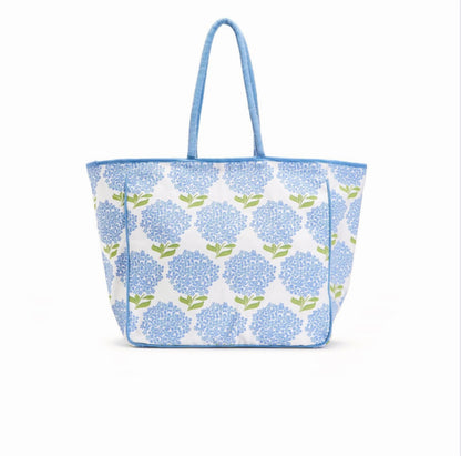 Oversized hydrangea canvas tote