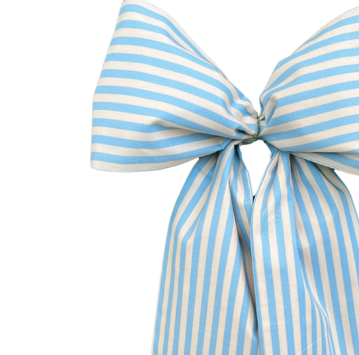 Blue and beige stripe print signature wreath sash