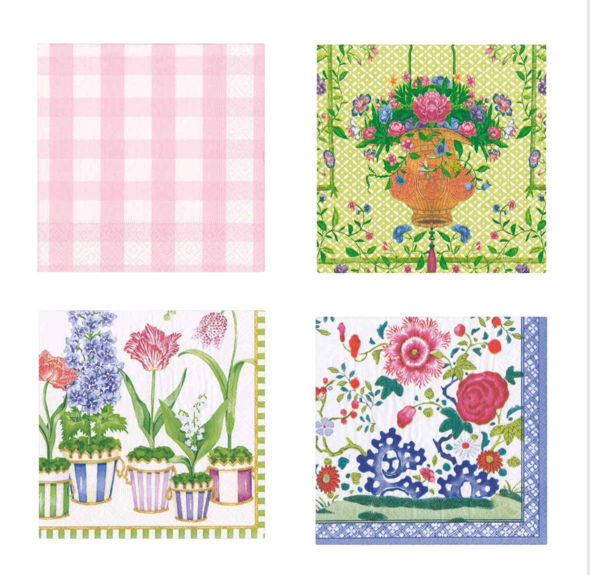 Caspari cocktail napkins, 4 pack of our Spring and Summer favorites!