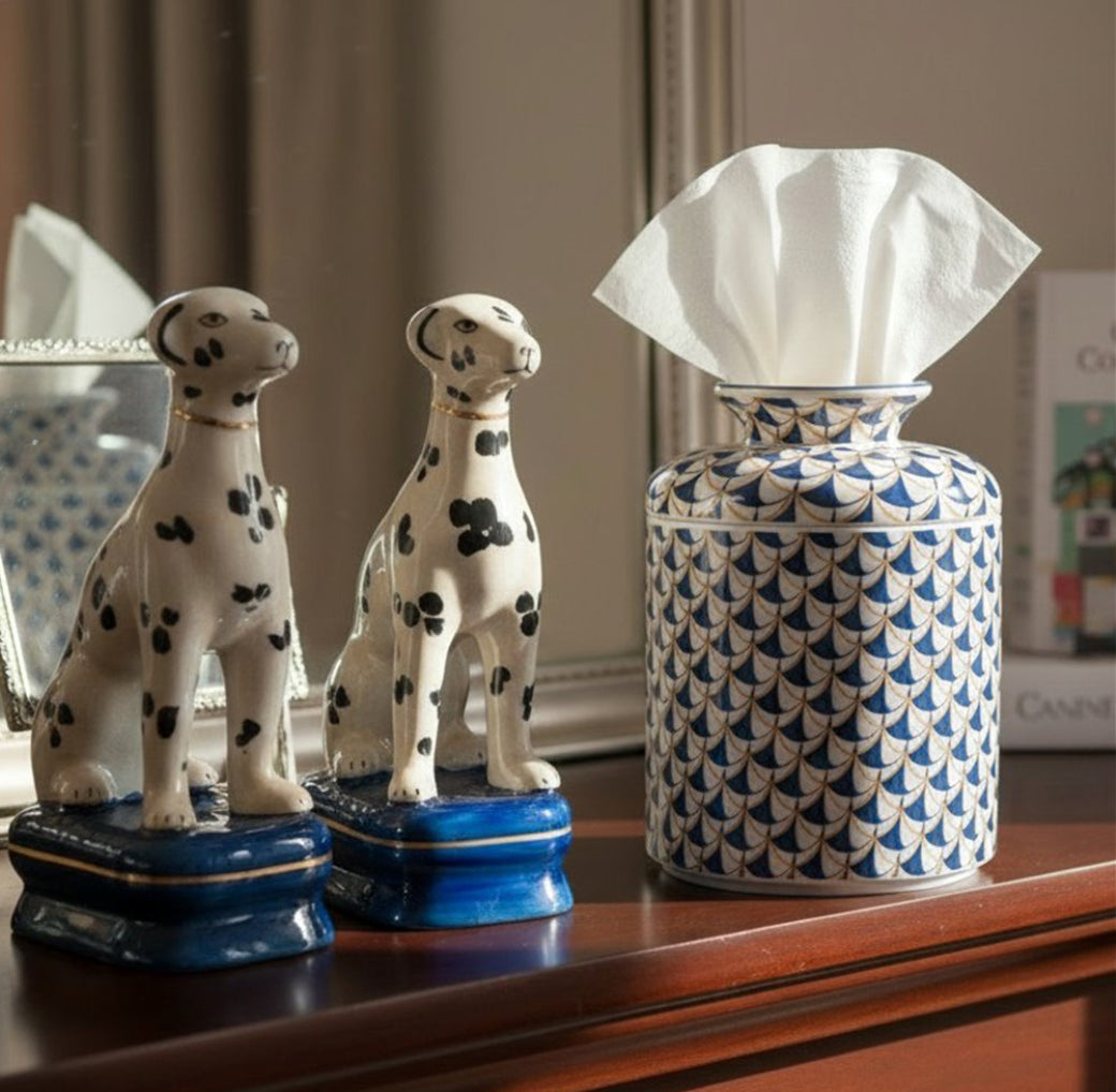 Staffordshire dogs porcelain whippet pair blue