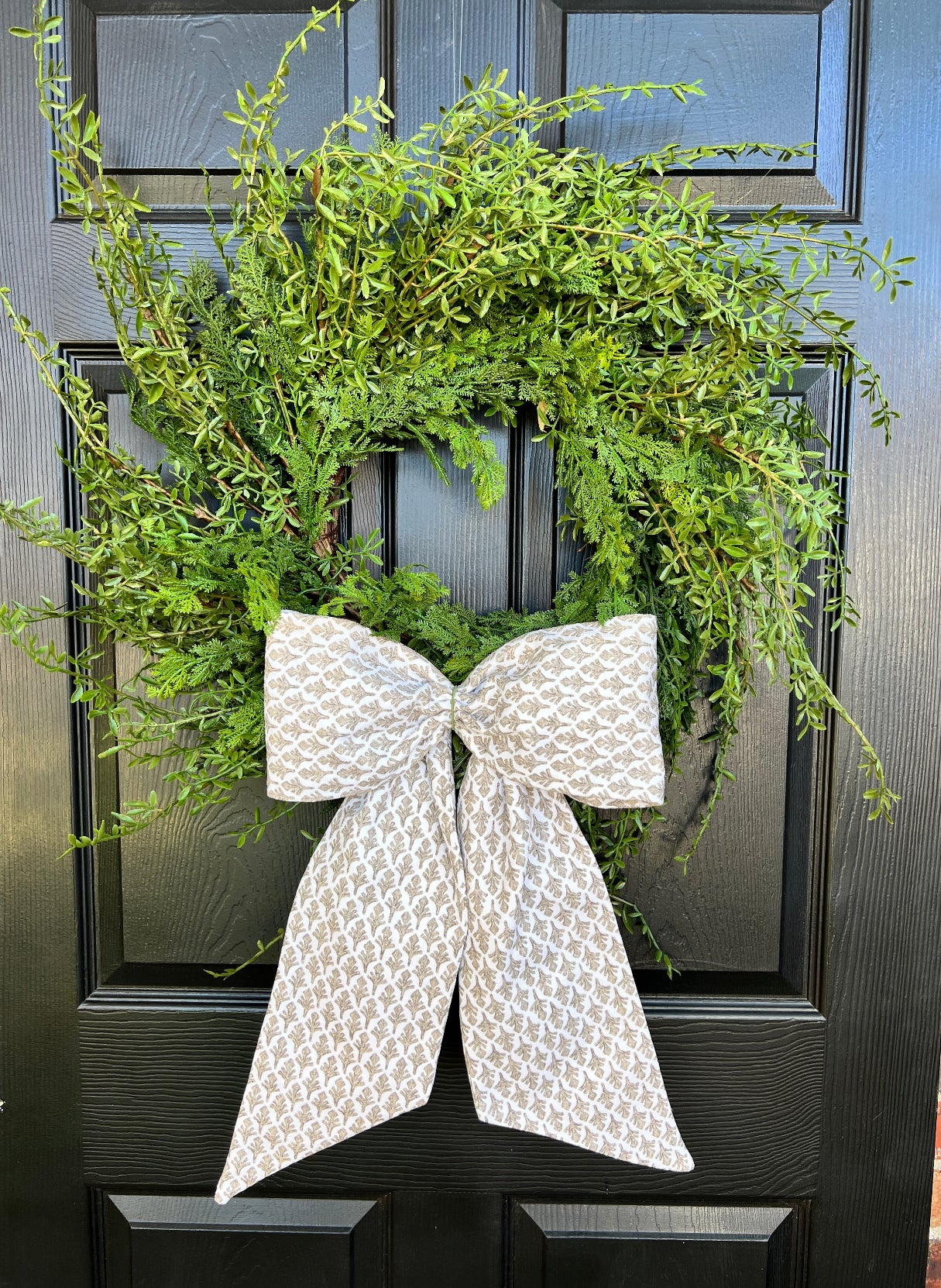 Driftwood block print wreath sash