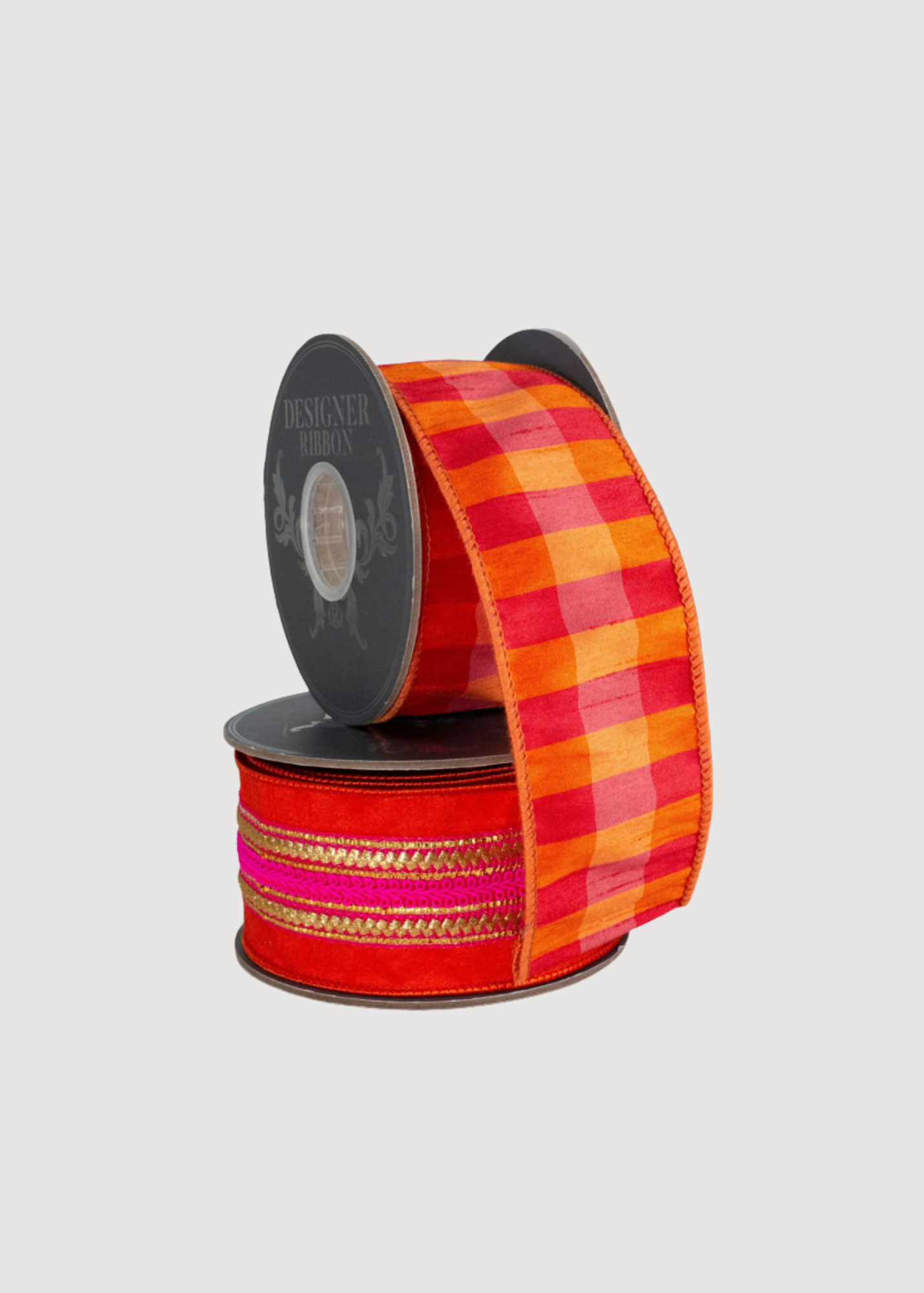 Regal stripe orange and fuchsia trimming ribbon