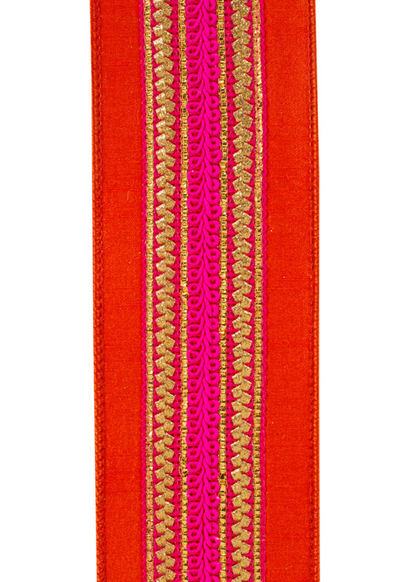 Regal stripe orange and fuchsia trimming ribbon