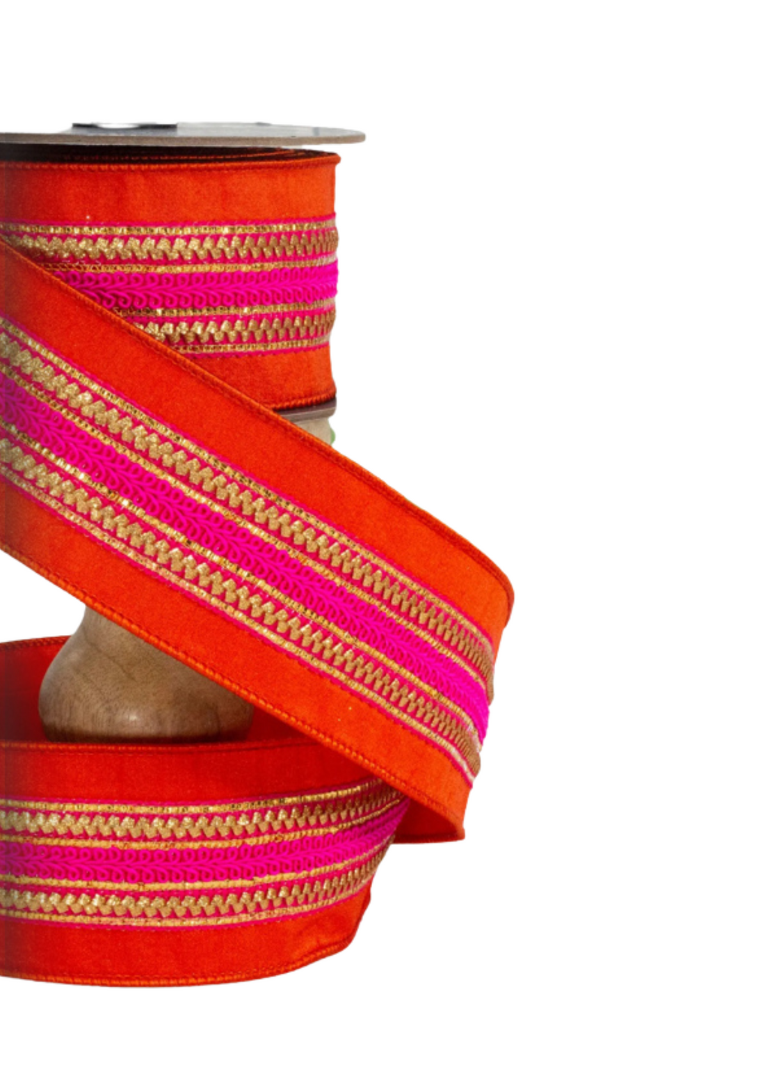 Regal stripe orange and fuchsia trimming ribbon