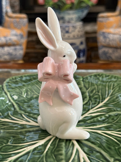 Porcelain bunny set with pink bows