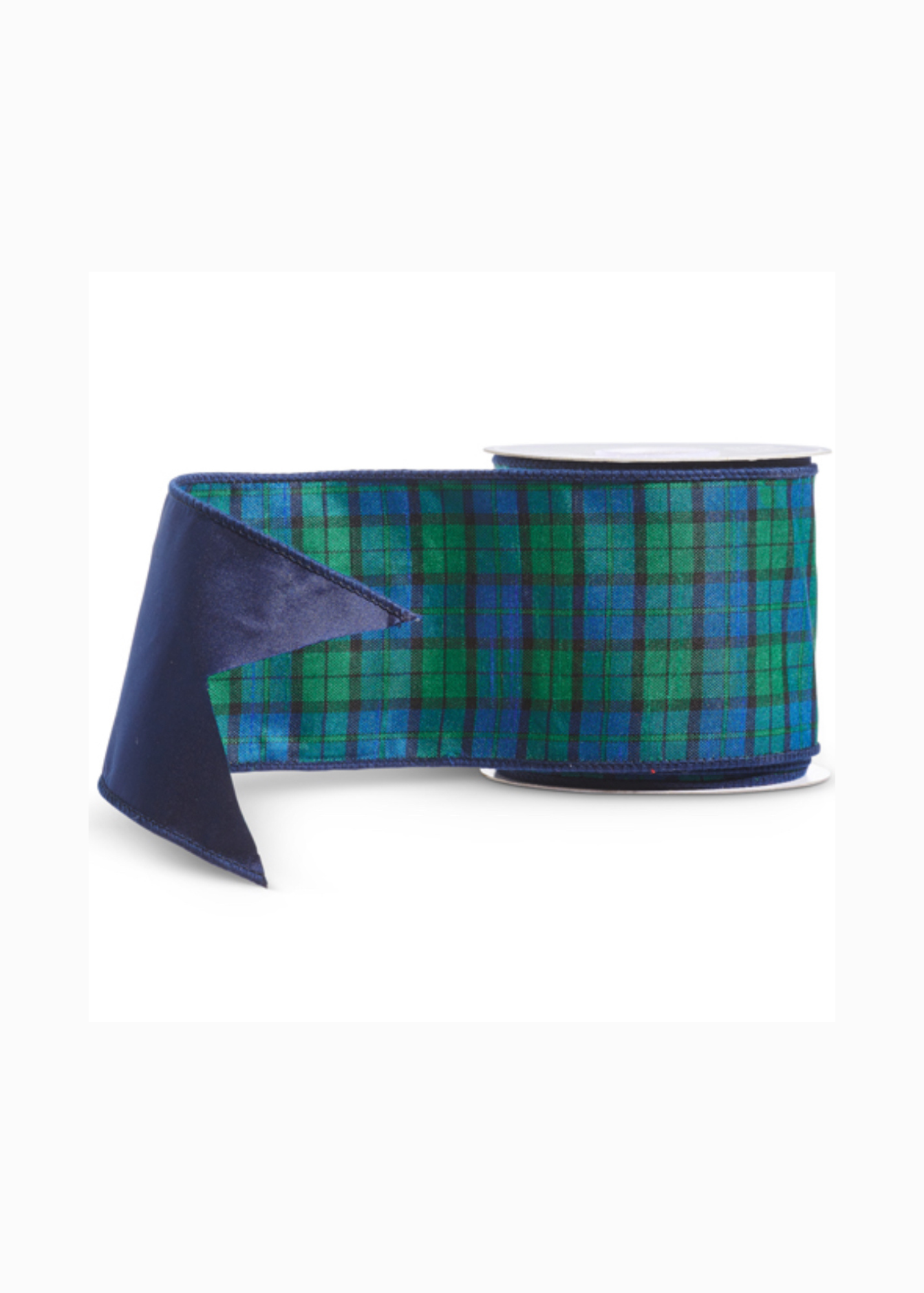 Blackwatch blue and green plaid ribbon