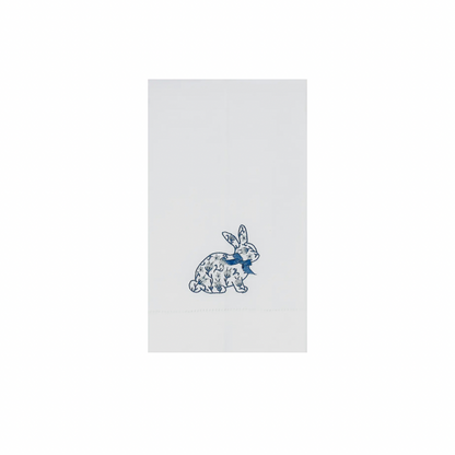 Chinoiserie bunny embroidered guest towel