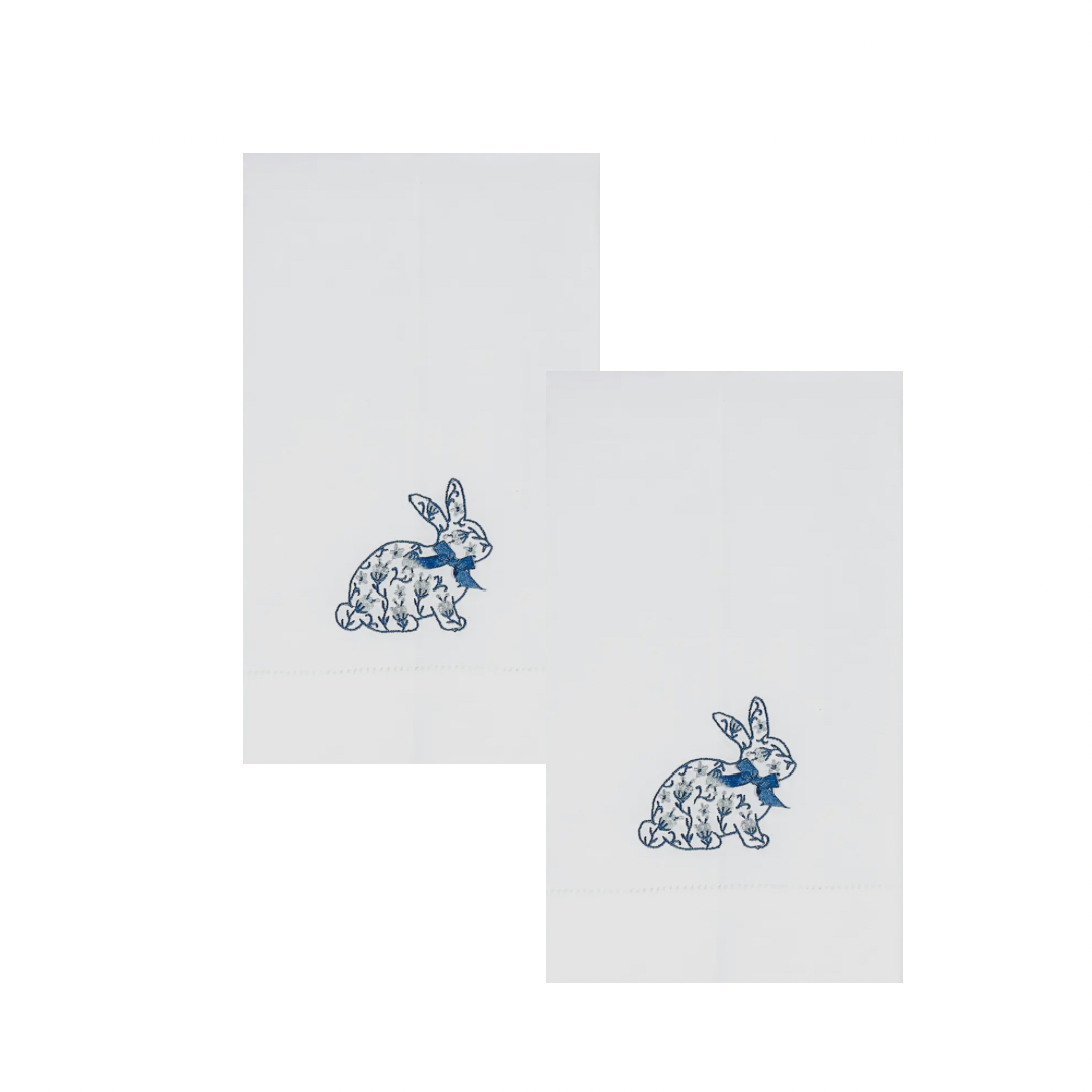 Chinoiserie bunny embroidered guest towel