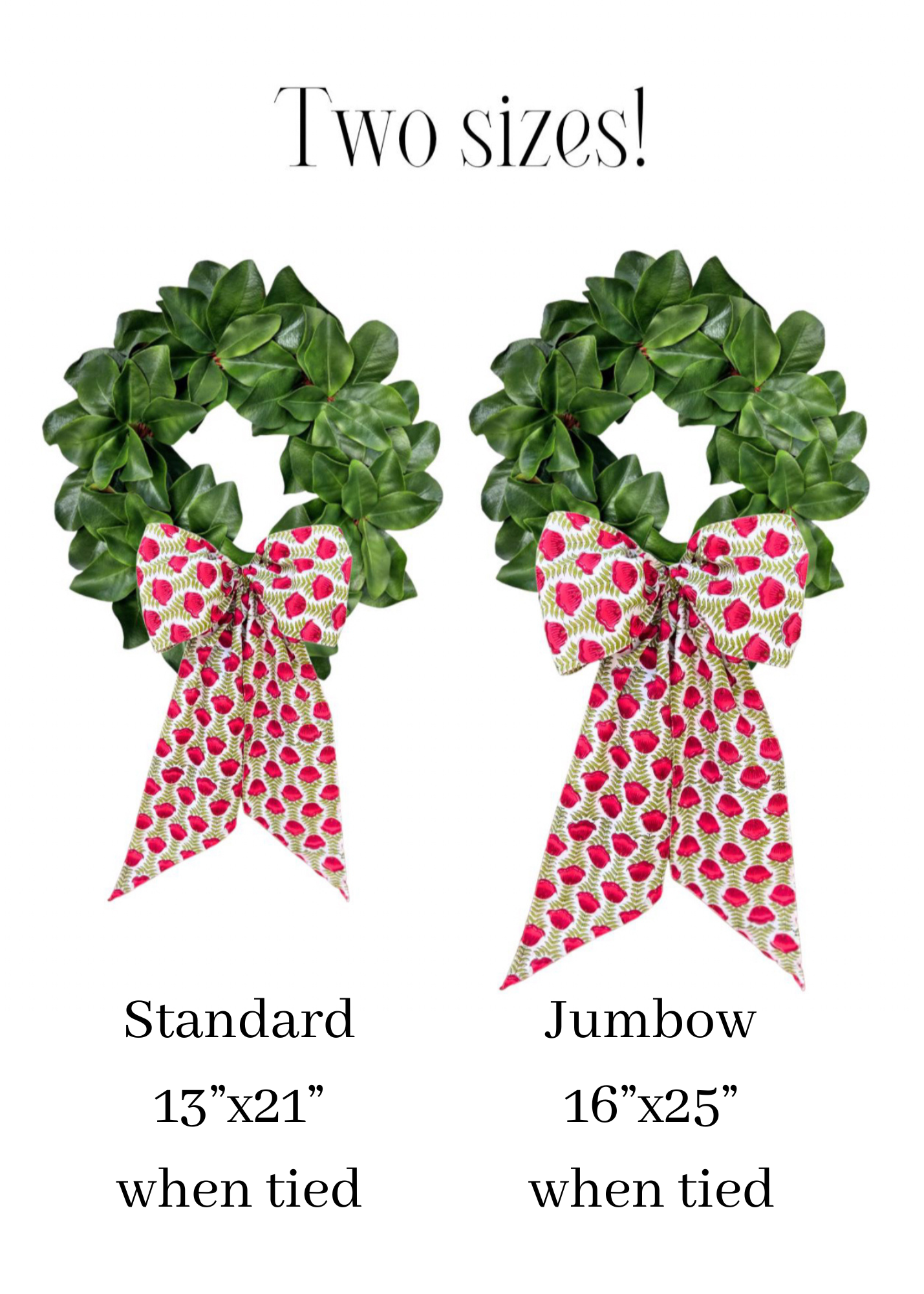 Red and green block print wreath sash, monogram available