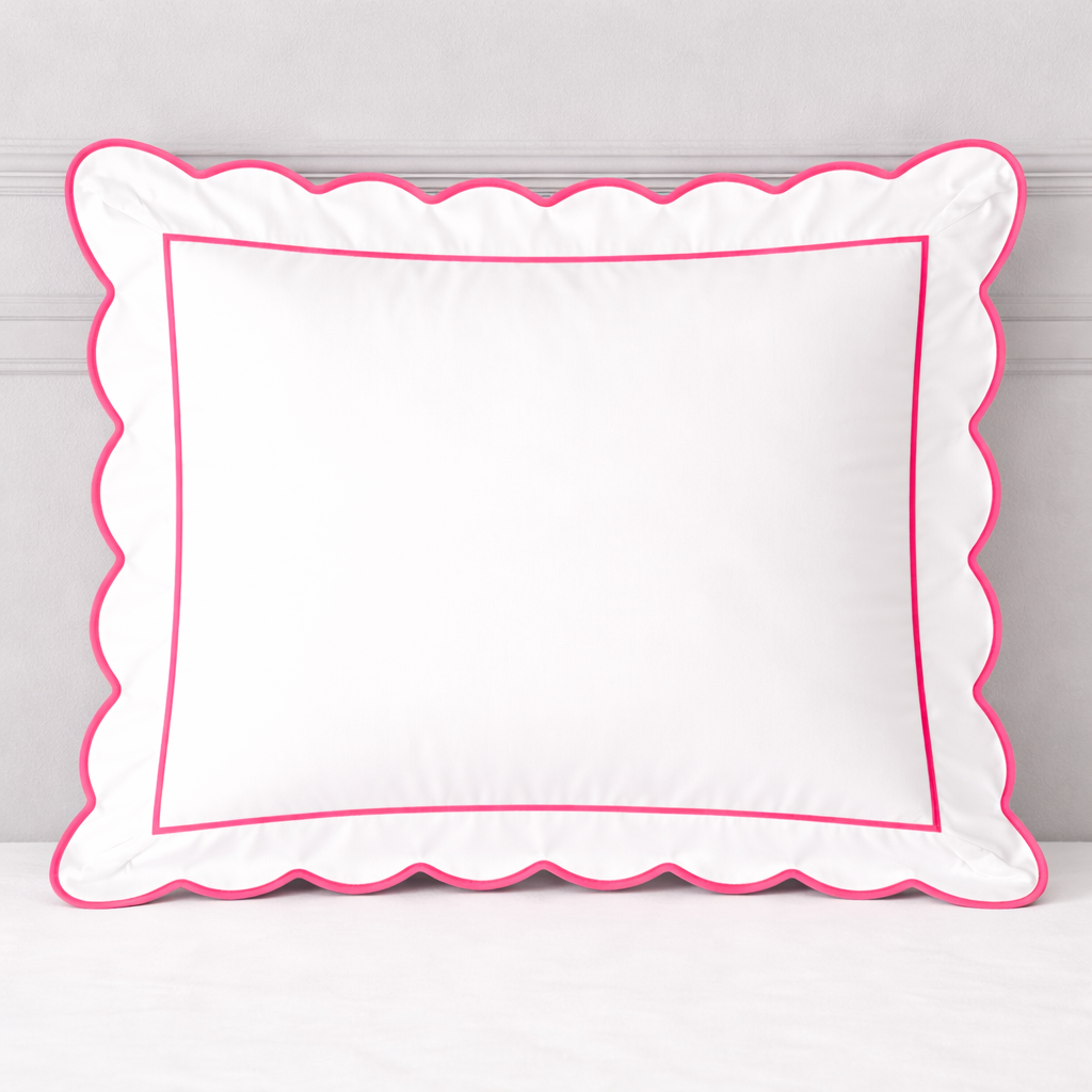 Pink and green floral trellis block print bedding collection