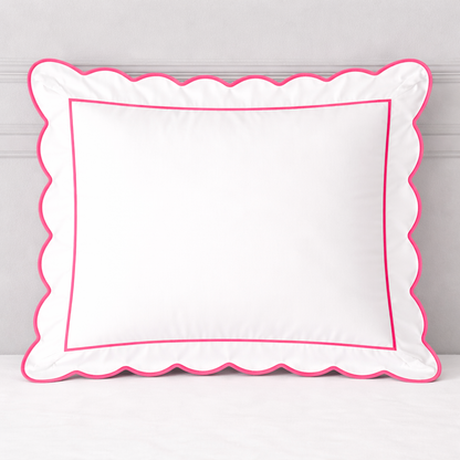 Pink and green floral trellis block print bedding collection