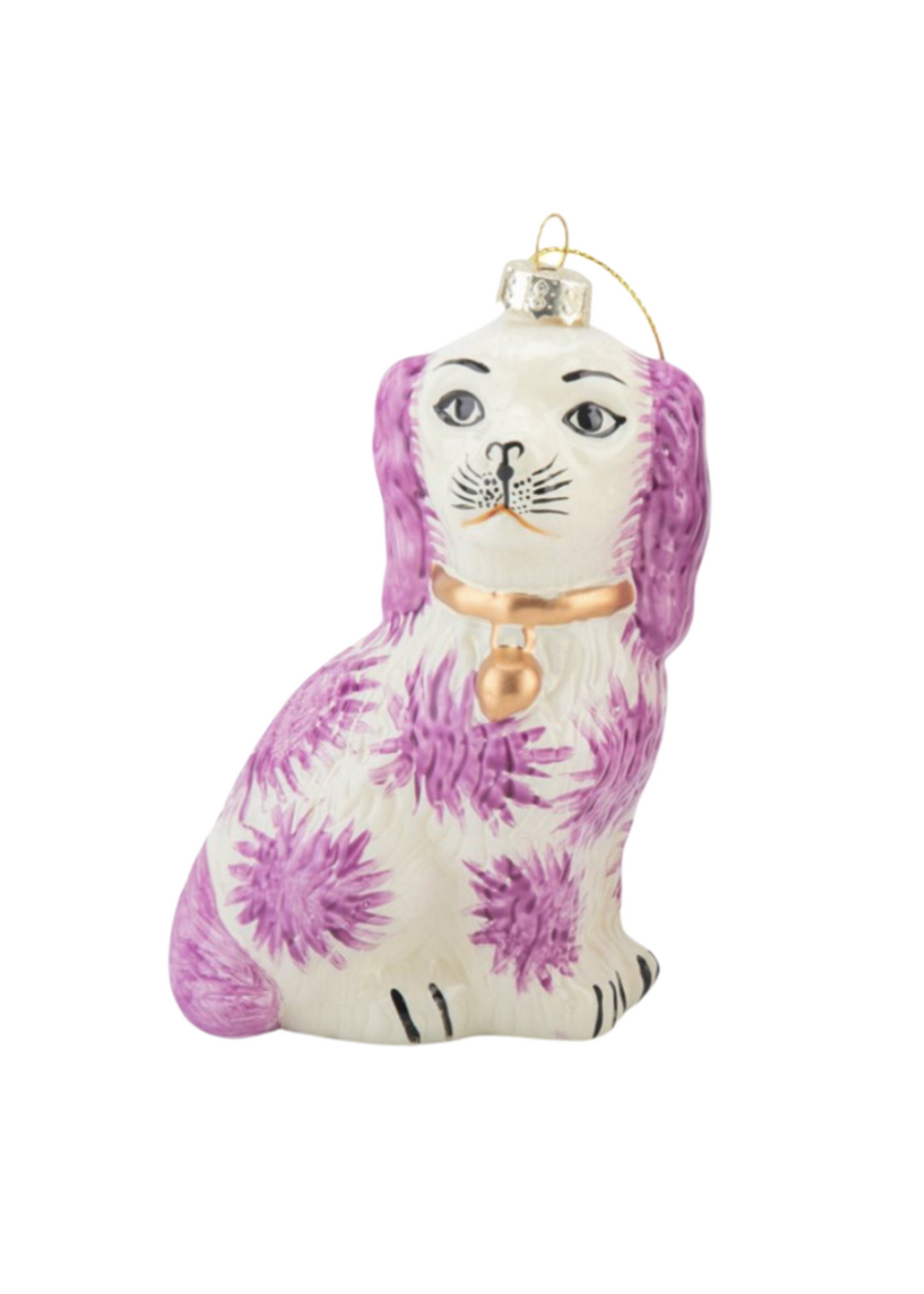 Glass Staffordshire dog ornament pink and white (single dog)