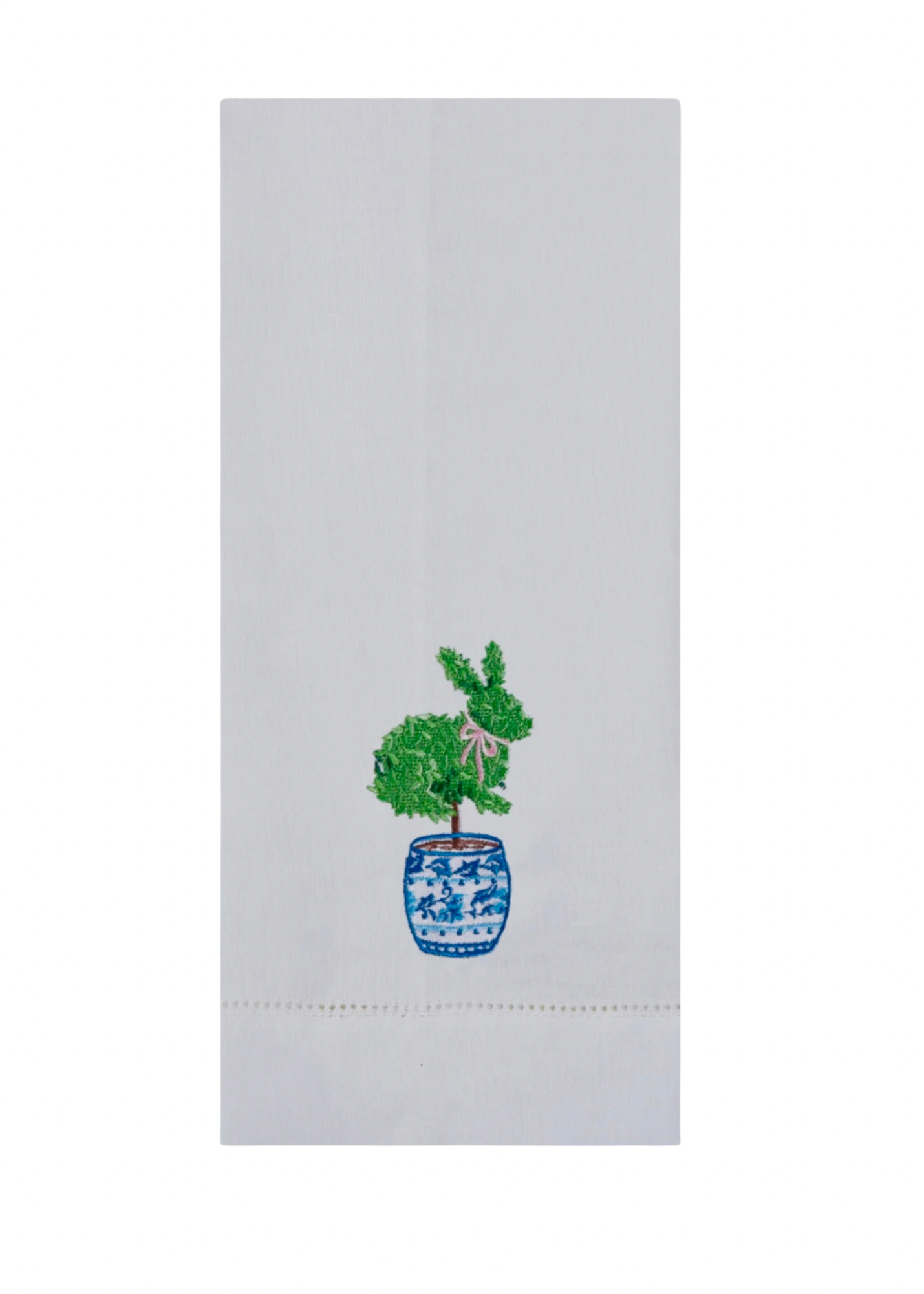 Bunny topiary embroidered guest towel