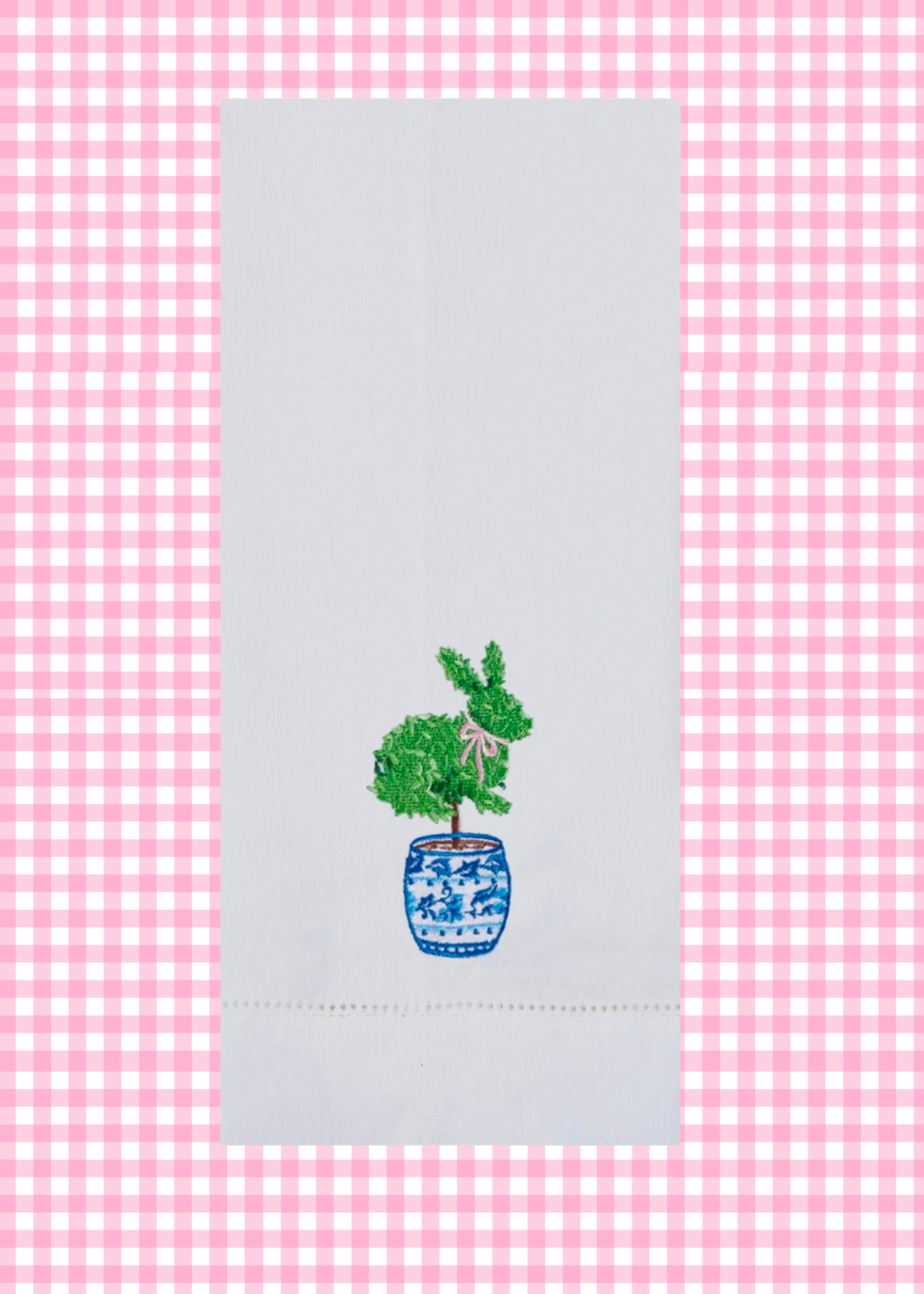 Bunny topiary embroidered guest towel